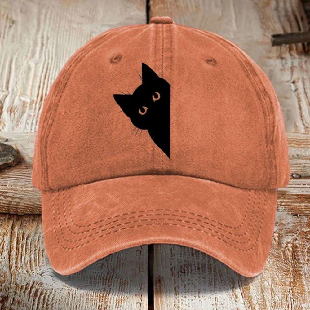 Fun Little Black Cat Printed Visor Baseball Cap For Man Women Hiking Fishing Vacation