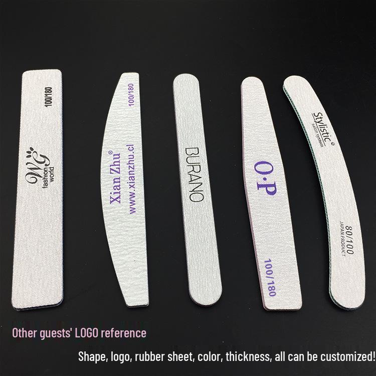 Professional Nail Sanding Files 100/180 Grit - Grey & White Sandpaper for Manicure & Grinding