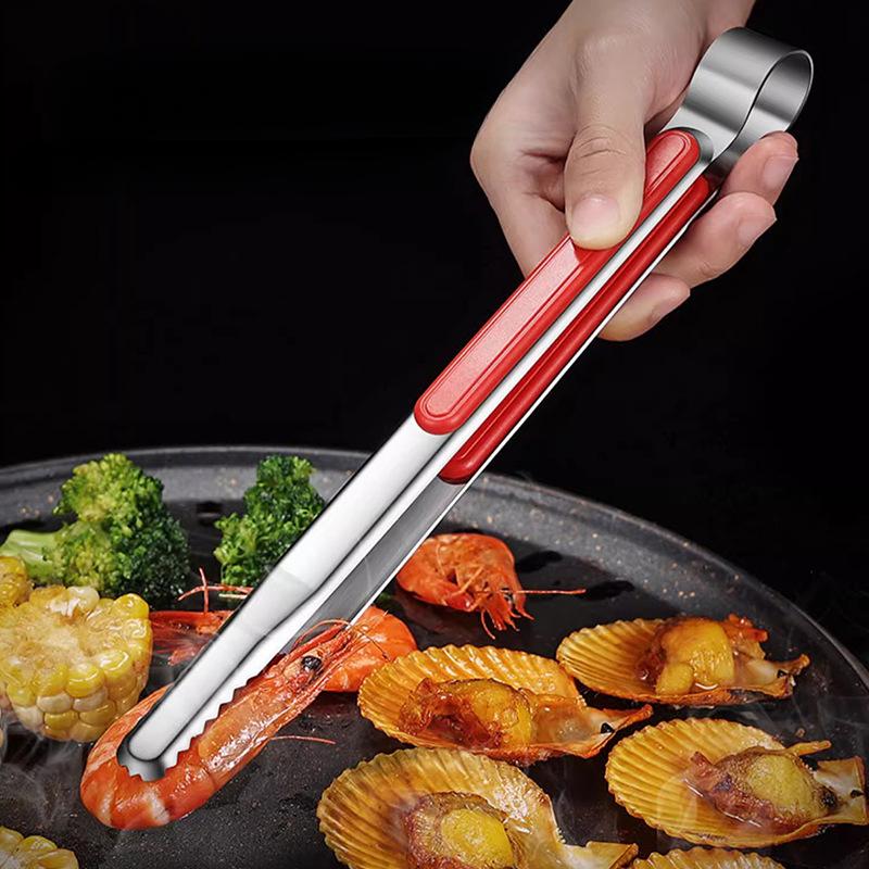 1pcs Kitchen Food Tongs Stainless Steel Barbecue Grill Meat Clip Non-Slip Cooking Tweezers Buffet Salad Steak Clamp Utensils