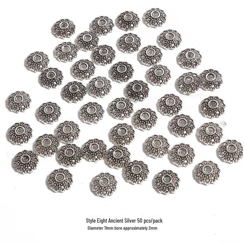 Handmade Antique Silver Flower Spacer Beads for DIY Bracelets & Hair Accessories