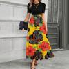 Short Sleeve Women's Dress Casual Flowy A-Line Midi Tshirt Dresses With Pockets Crewneck Vocation Boho Beach Sundress