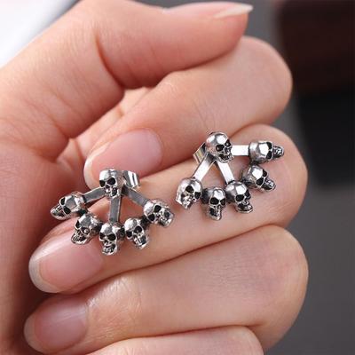 Punk Skeleton Earrings Studs Cool Halloween Skull Ear Studs Skeleton Hand Stud Earrings  Women