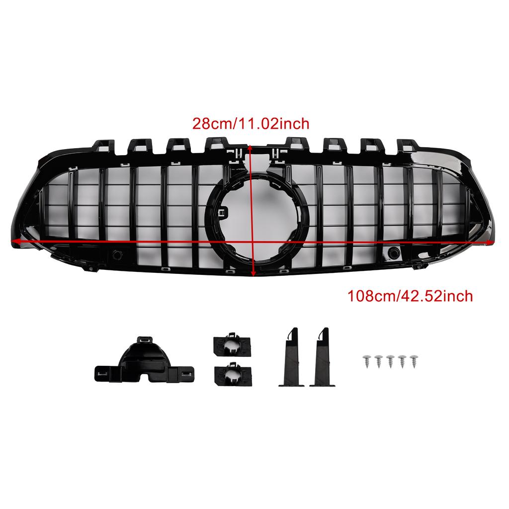 GT-Style Front Bumper Grille Fit Mercedes Benz A-Class W177 2019-2023 Black