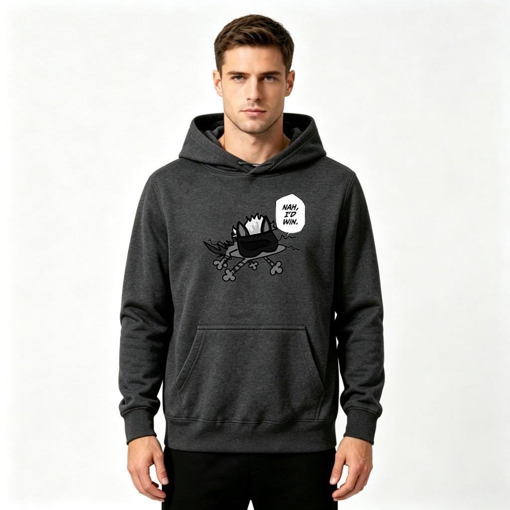 Men's Funny Cartoon Cat Print Pullover Hoodie Casual Long Sleeve Comfy Sweatshirt For Daily Wear