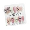 Handmade Press-On Nails With Bow Heart Design Almond Shape Glitter Aurora Effect Thin Invisible Edge Sweet Cute Style