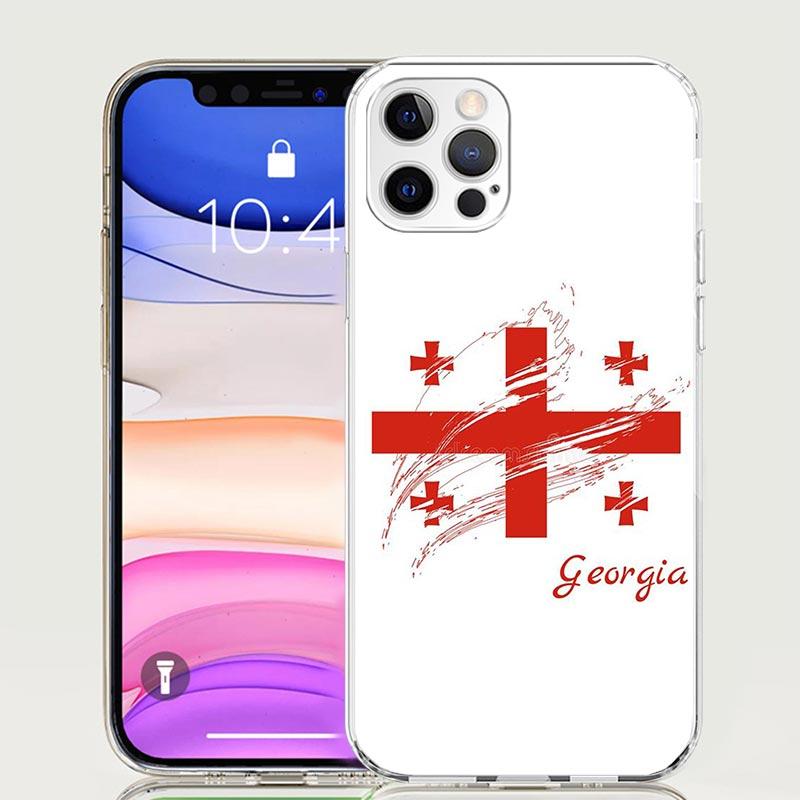 

Georgia Flag Phone Case for Apple iPhone 17 Air 16 15 Plus 14 + 13 Mini 12 11 Pro Max 7 8 SE 16Max Soft Shell Cover Coque 17 Air iPhone 12 (12 Pro)