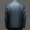 Men's Leather Jacket Autumn and Winter New Medium Business Casual Simple Stand Collar Short Soft Leather Jacket Men's Clothing