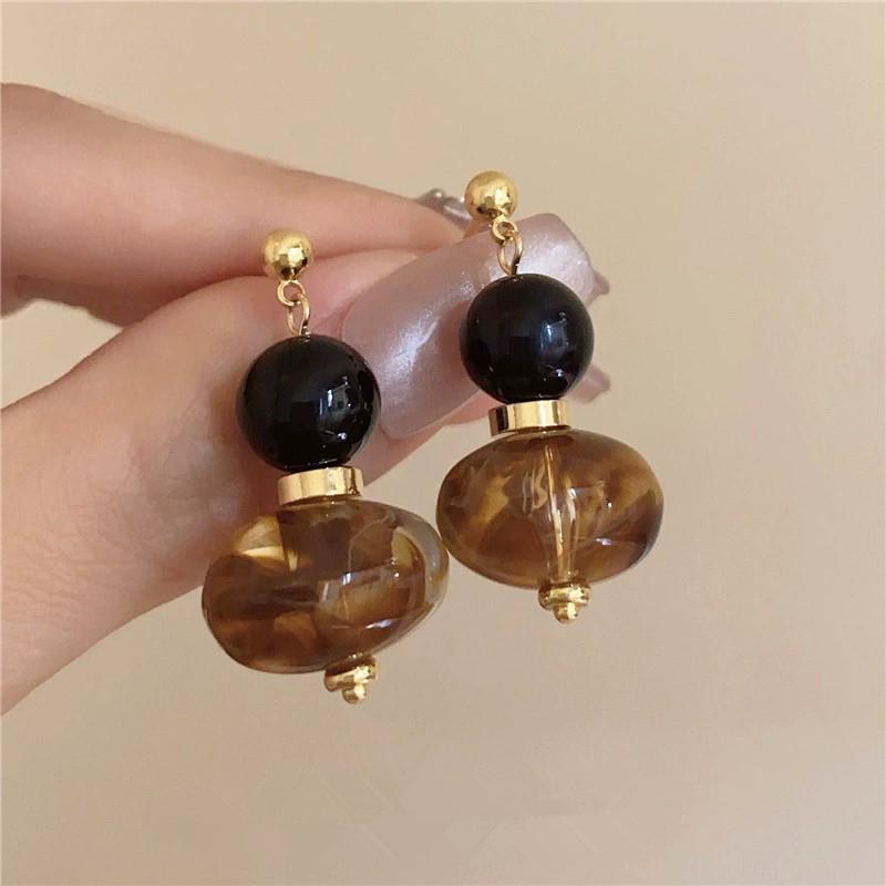 

French Elegant Vintage Brown Color Unique Design Women s Earrings Suitable for Autumn Winter Fashion Accessory