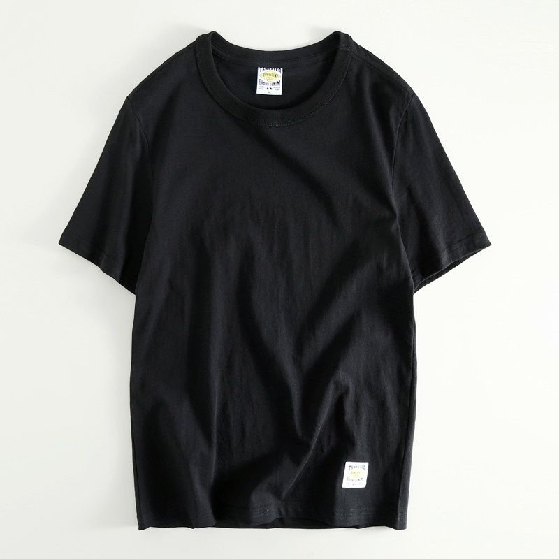 Leak-Picking! Export Export Japan Pure Cotton Men Casual Pure Color Short Sleeve T-Shirt Tail Order Cattle Goods OEM Goods Bottoming Shirt