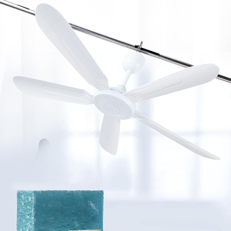 White Ceiling Fan 700mm Diameter Detachable Fan Leaf Convenient Remote Controlled Electric Fan for Bedroom Garden Tent