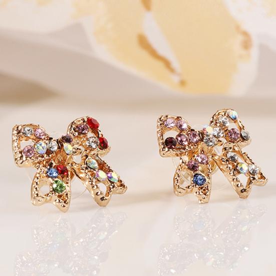 1 Pair Ear Jewelry Gold Plated Anti-rust Jewelry Gift Shiny Bowknot Ear Clips for Clubs