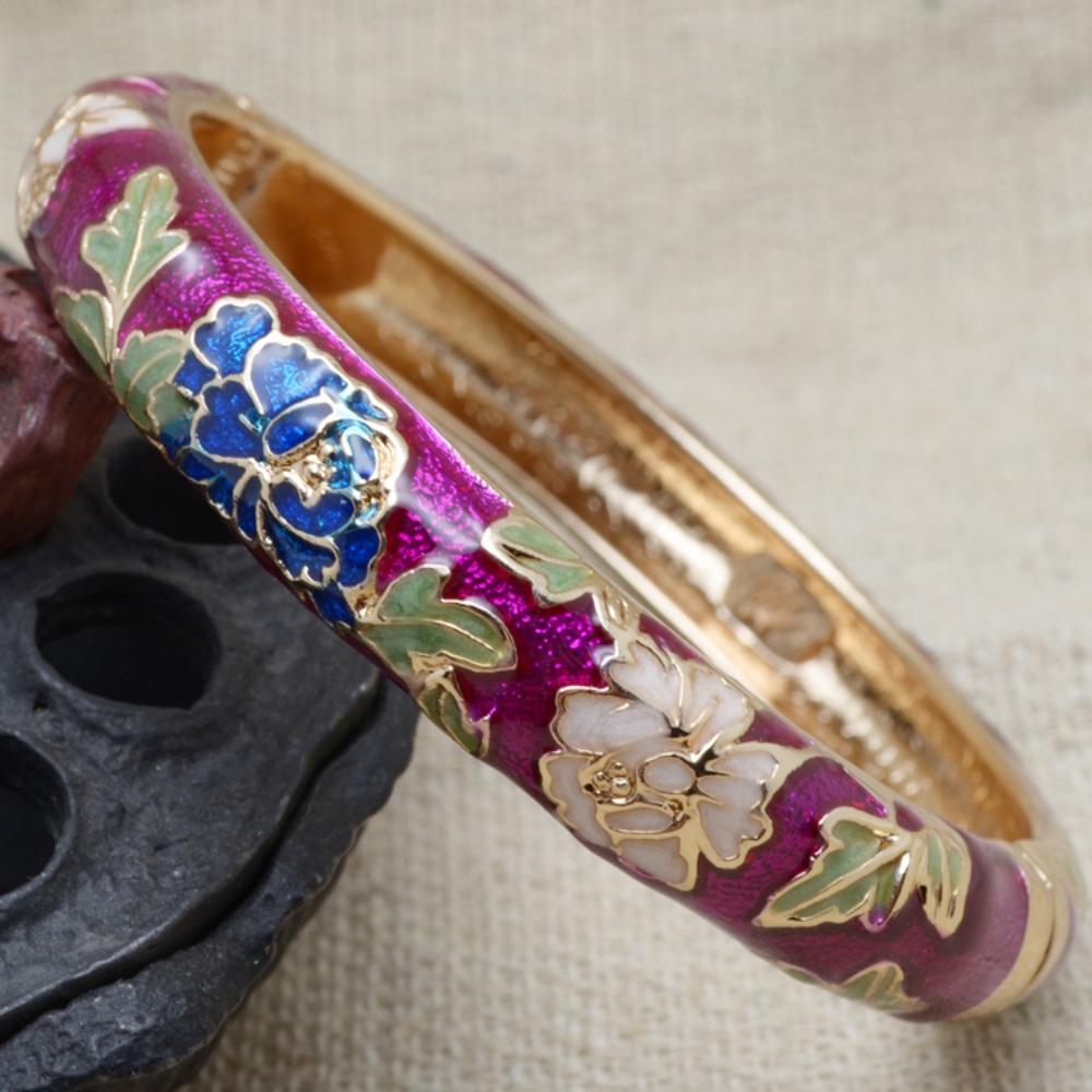Hanfu Accessories Filigree Enamel Bangle Cheongsam accessories Women's Wrist Jewelry Versatile