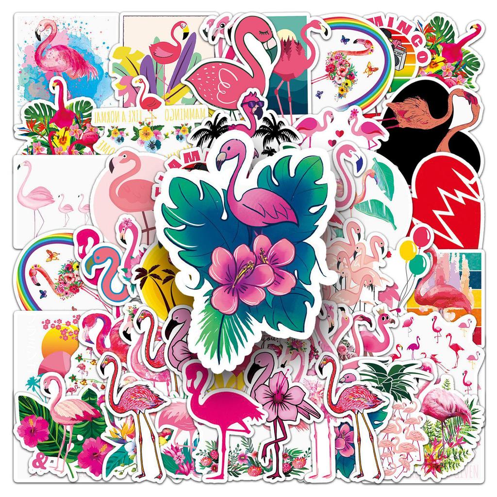 50 Flamingo Animal Graffiti Stickers for Kids - DIY Water Bottle, Skateboard, Luggage & Stationery Decor