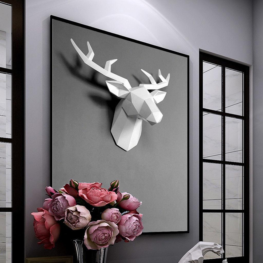 Buy 2pcs Deer Head Wall Decor Animal Modern Hanging Stag Statue Home