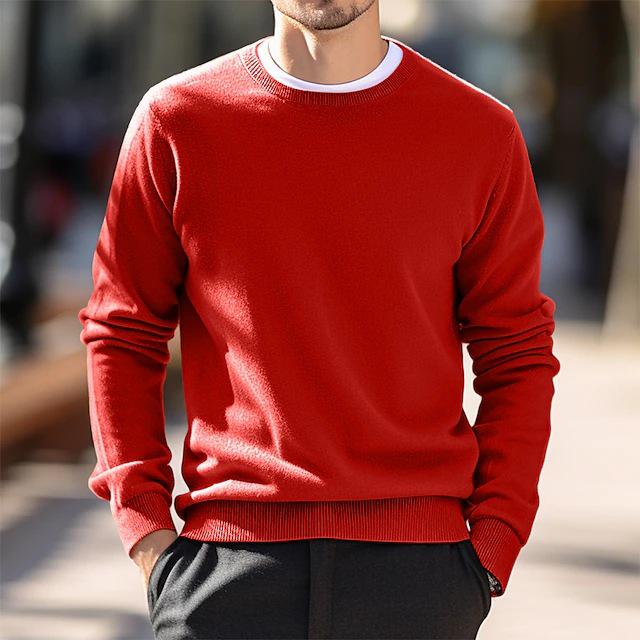 2024 Autumn/Winter Men's Round Neck European-American Knitwear Thin Wool Sweater