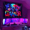 VIKAMA Colorful Skull Gamer Tapestry with Game Controller Graffiti for Bedroom Living Room Decor Aesthetic Edgy Gaming Wall Art