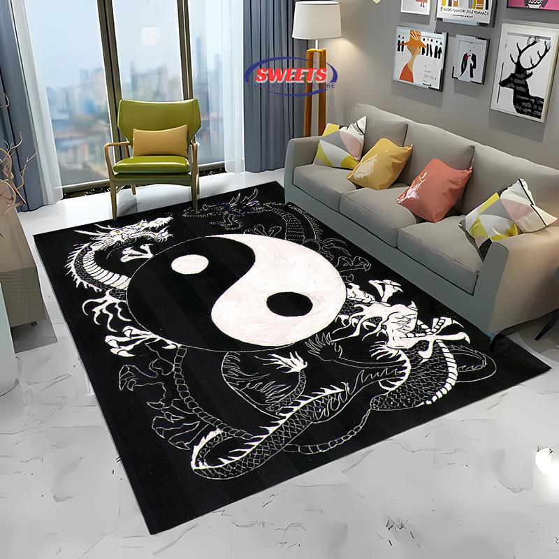 Alfombra Tai Chi Arte Secreto Chino Antiguo, Alfombrilla para Sala de Estar Dormitorio Sofá Cocina Felpudo Decoración, Alfombrilla Duradera Antideslizante para Suelo de Niños