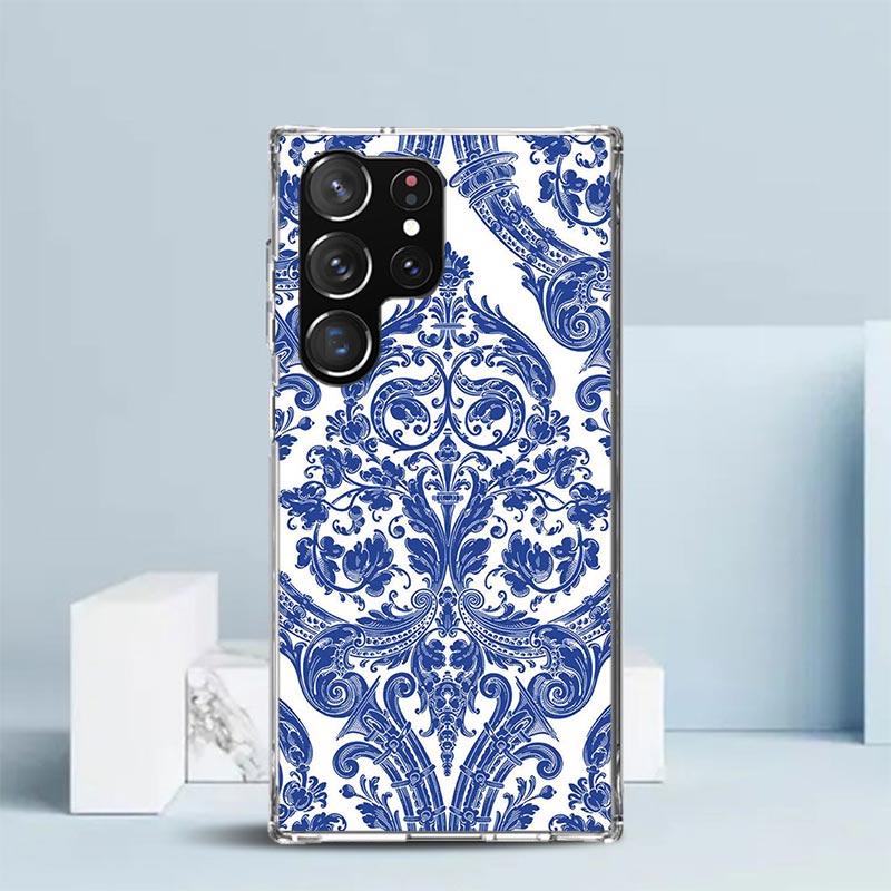 Blue And White Porcelain Soft Cover for Samsung Galaxy S25 Edge S26 S24 S23 Ultra Phone Case S22 S21 Plus S20 FE Print Pattern S