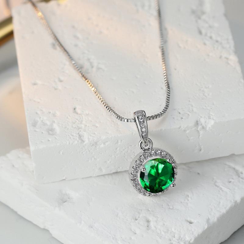 

Hot Sale Carat White Diamond Round Necklace Simple Moissanite Microinlaid Zircon Clavicle Chain