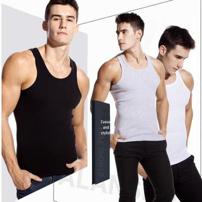 Men's Stretch Cotton White Sports Fitness Vest