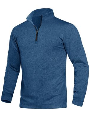 [TACVASEN] Men's Shirt, Hoodie, Long-Sleeve T-Shirt, Casual, Lightweight, Loungewear, Plus Sizes, Commuting, Hiking, Pullover, Half-Zip, Blue, Size L