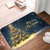 Christmas Entry Mat Burgundy Golden Light Snowflake Bokeh Print Durable Rug For Front Door Hallway Bedroom Home Decor