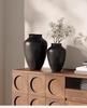 Mid-Century Wabi-Sabi Black & White Ceramic Hydroponic Vase - Matte Finish for Retro Flower Arrangements