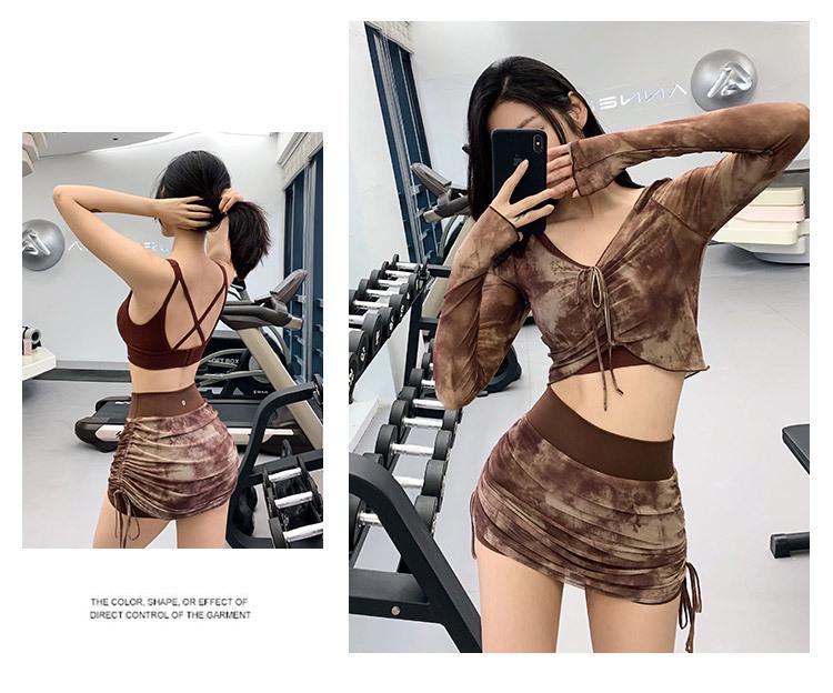 Jupe plissée en maille tie-dye pour femme - Séchage rapide, taille haute, pour le yoga et le tennis