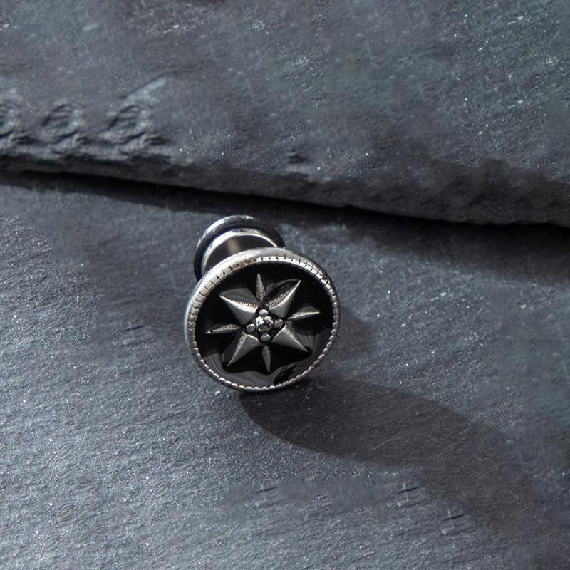 

1 шт. Ретро Панк Серебряные Серьги Звезда для Мужчин и Женщин Модные и Персонализированные Круглые Серьги Компас Ювелирные Изделия Подарки серебряный