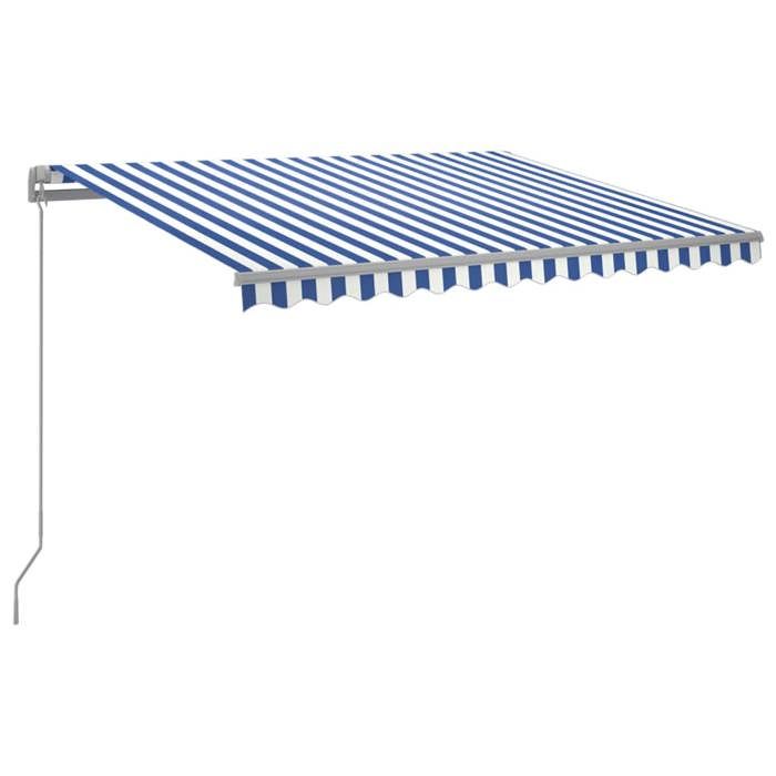 VidaXL Manual Retractable Awning with LED 300x250 Cm Blue and White 3068861