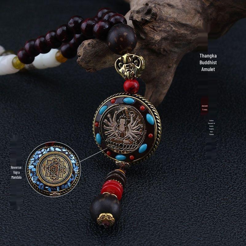 Kuaishou Ethnic Style High Mountain Thangka Pendant Wooden Bead Necklace Sweater Accessory