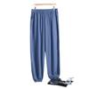 Men's Cotton Silk Elastic Waist Casual Pants - Lightweight, Anti-Mosquito for Middle-aged & Elderly