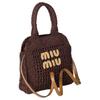 MIU MIU Logo de Letras Ganchillo Correa de Hombro Ajustable Bolso Tote de Rafia Bolso de Compras Bolso Tote para Mujer Marrón Castaño 5BA283_ADO1_F0966_V_OOO
