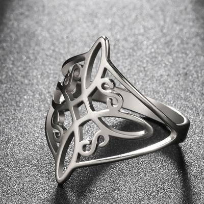 Witch Knot Stainless Steel Ring Wiccan Cross Celtics Knot Women Men Rings Witchcraft Good Luck Protection Amulet Birthday Gifts