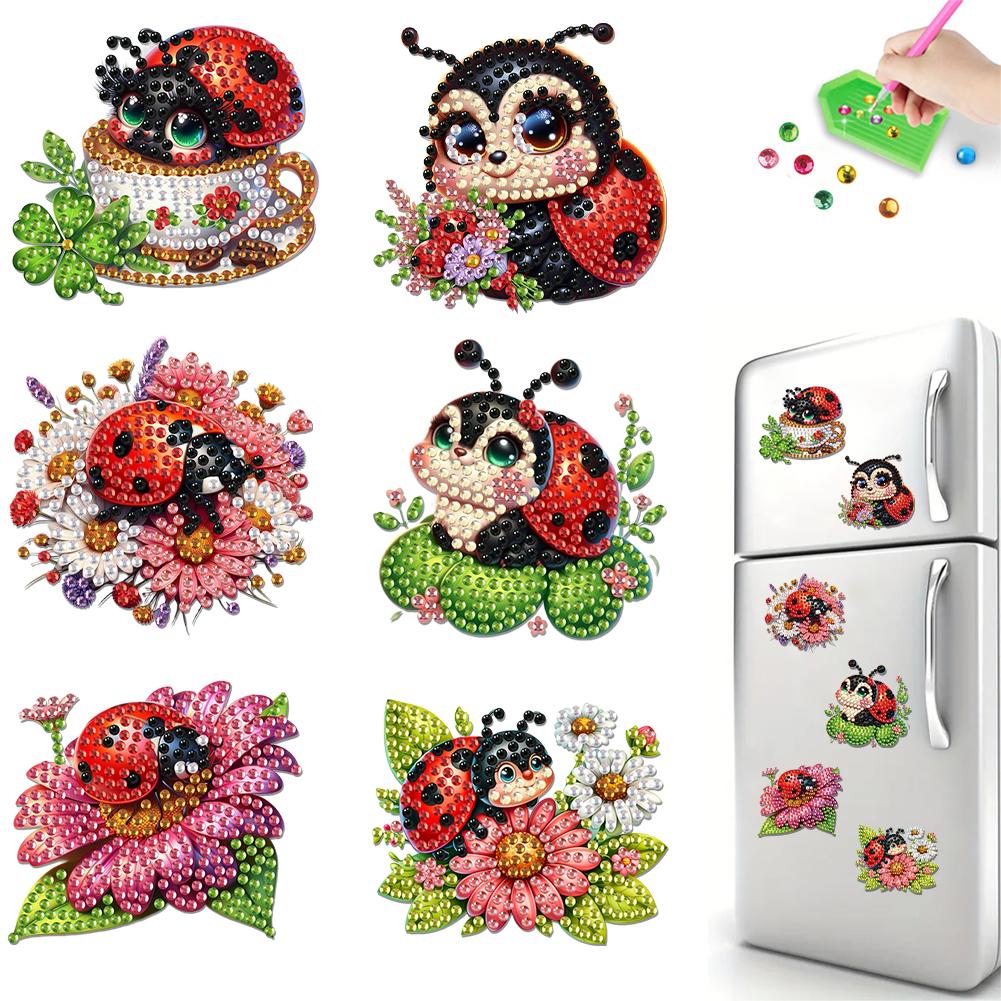 6Pcs Acrylic Bee Diamond Painting Refrigerator Magnet Diamond Painting Fridge Magnet DIY Fridge Stickers for Fridge Whiteboards