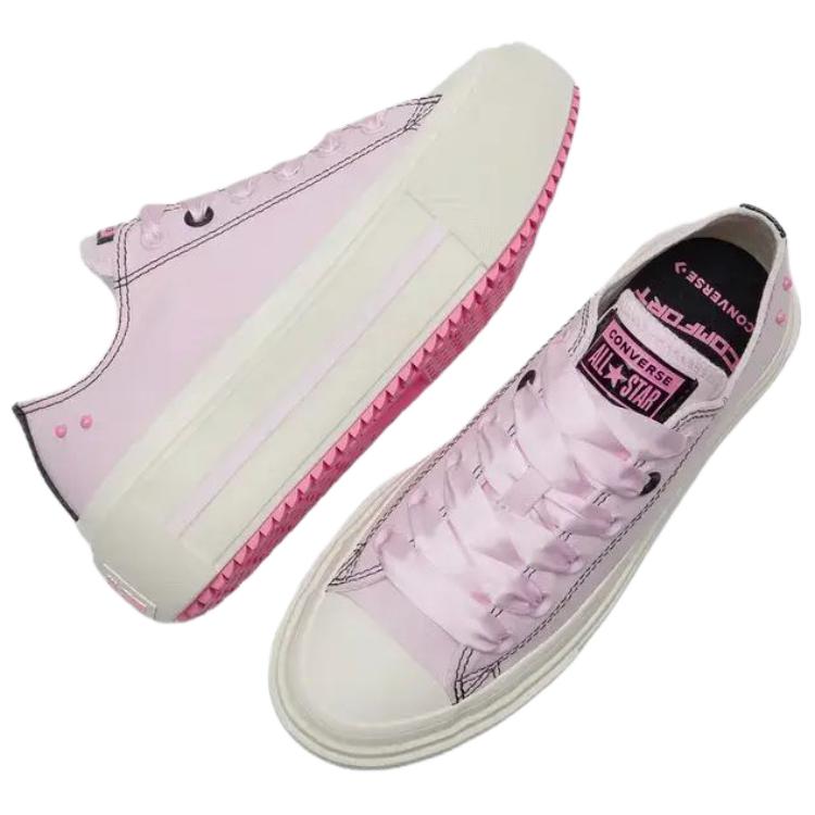 Converse Double Stack Low top Canvas Shoes Unisex Pink Black A19728C
