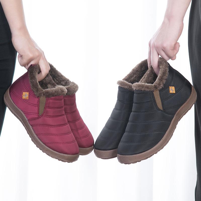 Source Waterproof Snow Boots Women's Winter Warm Velvet Short Boots Cotton Shoes New Thickened Flat-bottomed Non-slip Women's Shoes