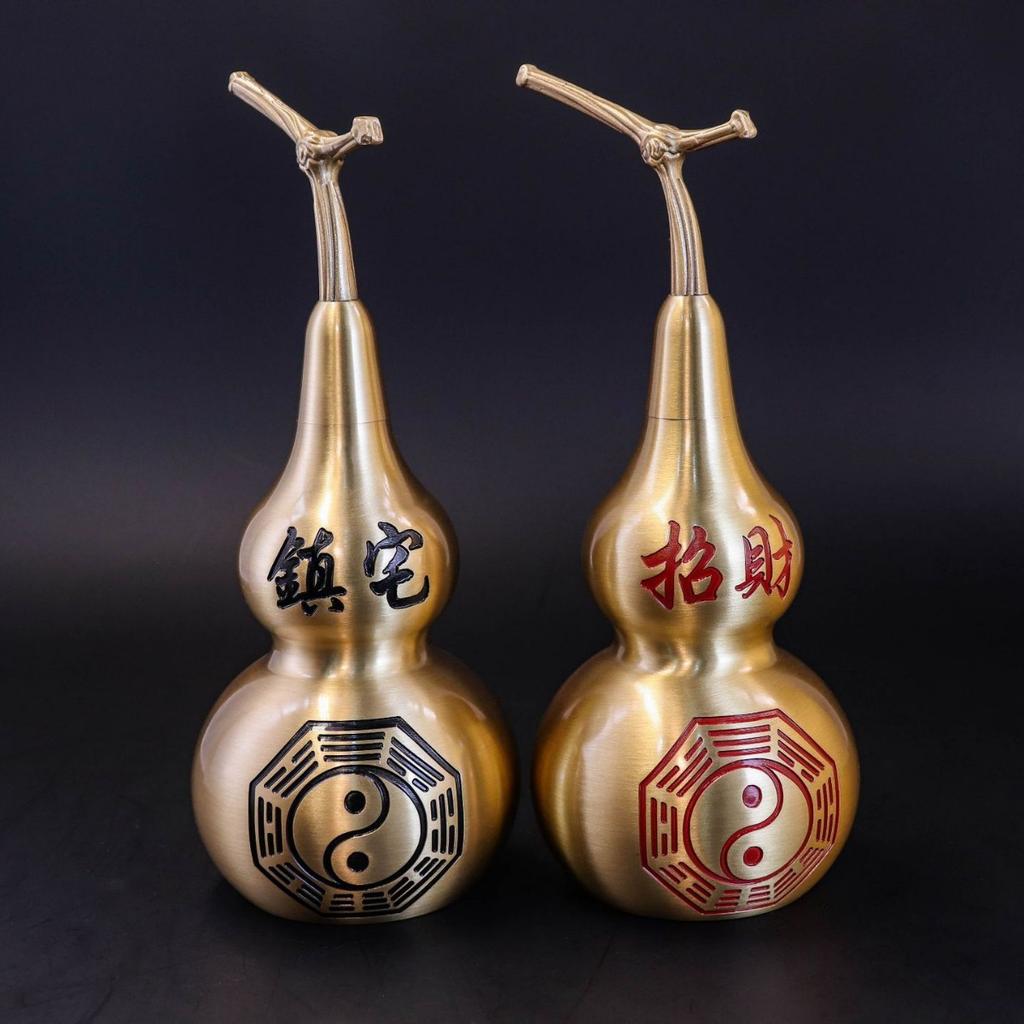 Brass Hundred Blessings Gourd, Fortune-Attracting Gourd, Kylin Gourd Craft Ornament For Office Desk & Entrance