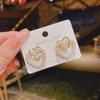 S925 Silver French Retro Heart Pearl Stud Earrings for Women