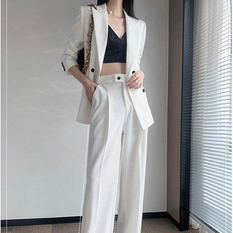 ZANZEA Autunno 2PCS Abi Office Lady Set coordinati Moda Donna Blazer Su Manica lunga Camicetta con risvolto e pantaloni larghi a gamba larga