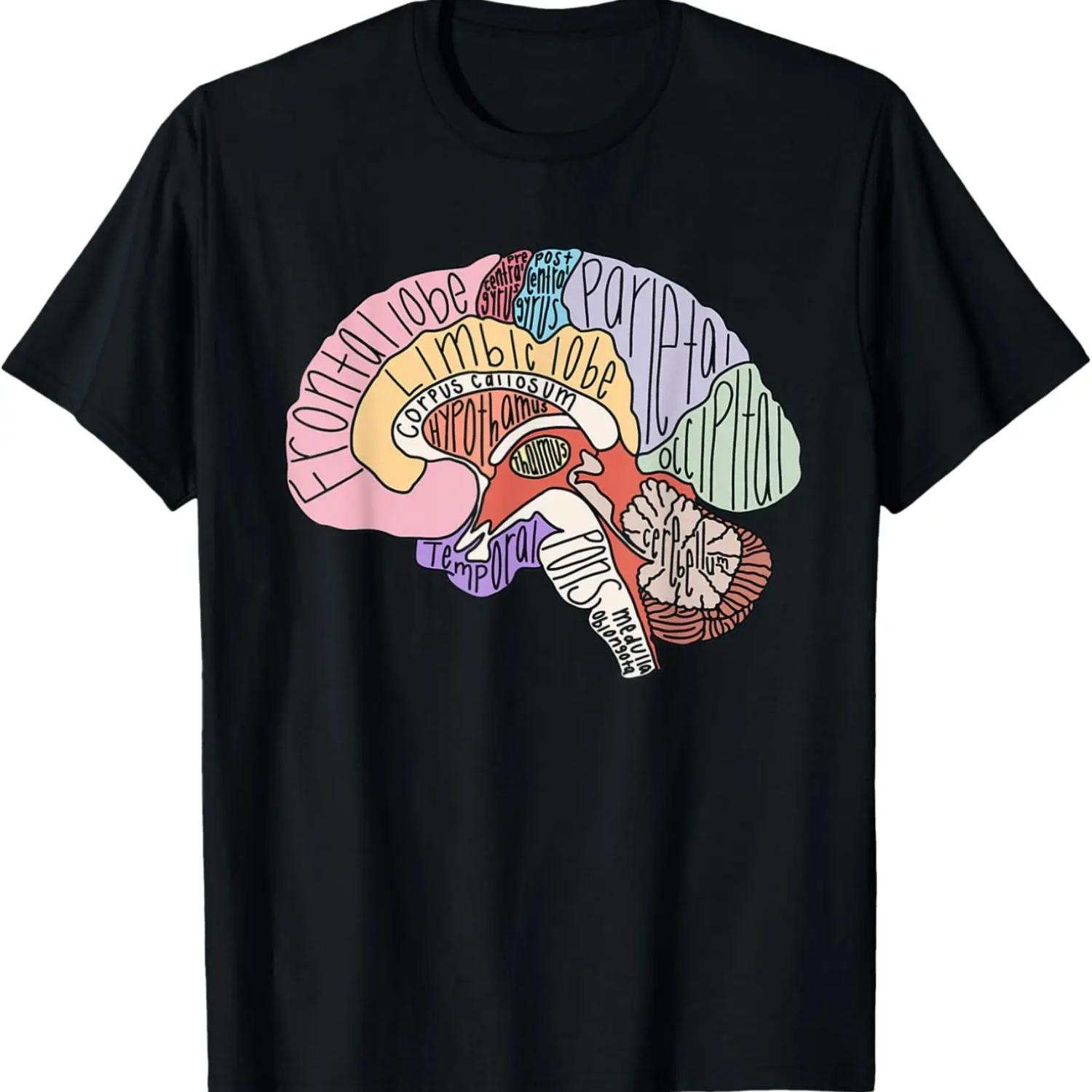 Labeled Brain Anatomy T-Shirt S чёрный