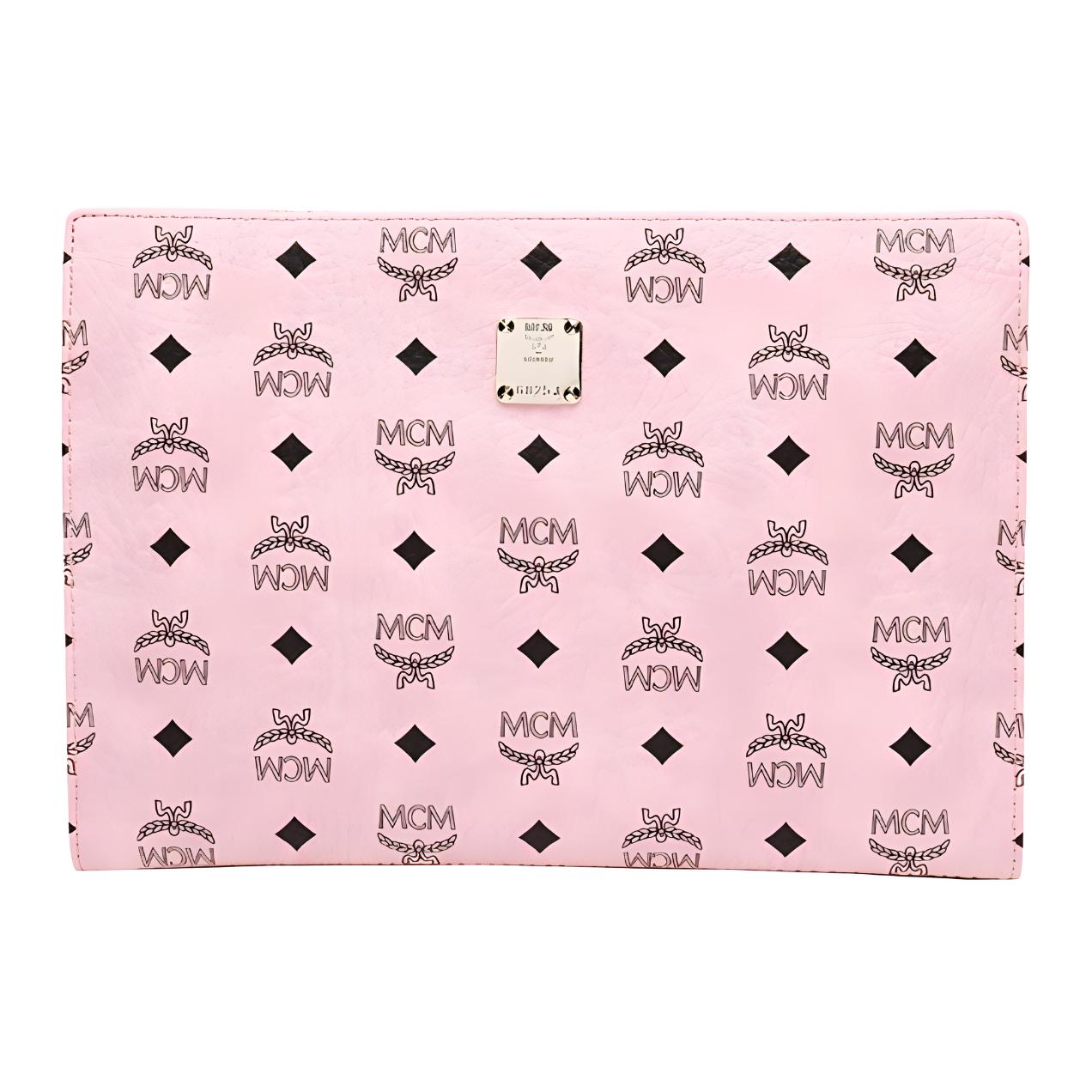Pochette de poignet MCM Monogramme Cuir Moyenne Rose pour Femme MXZ8SVI70PZ001 Basic Set (Bag+Dust Bag)