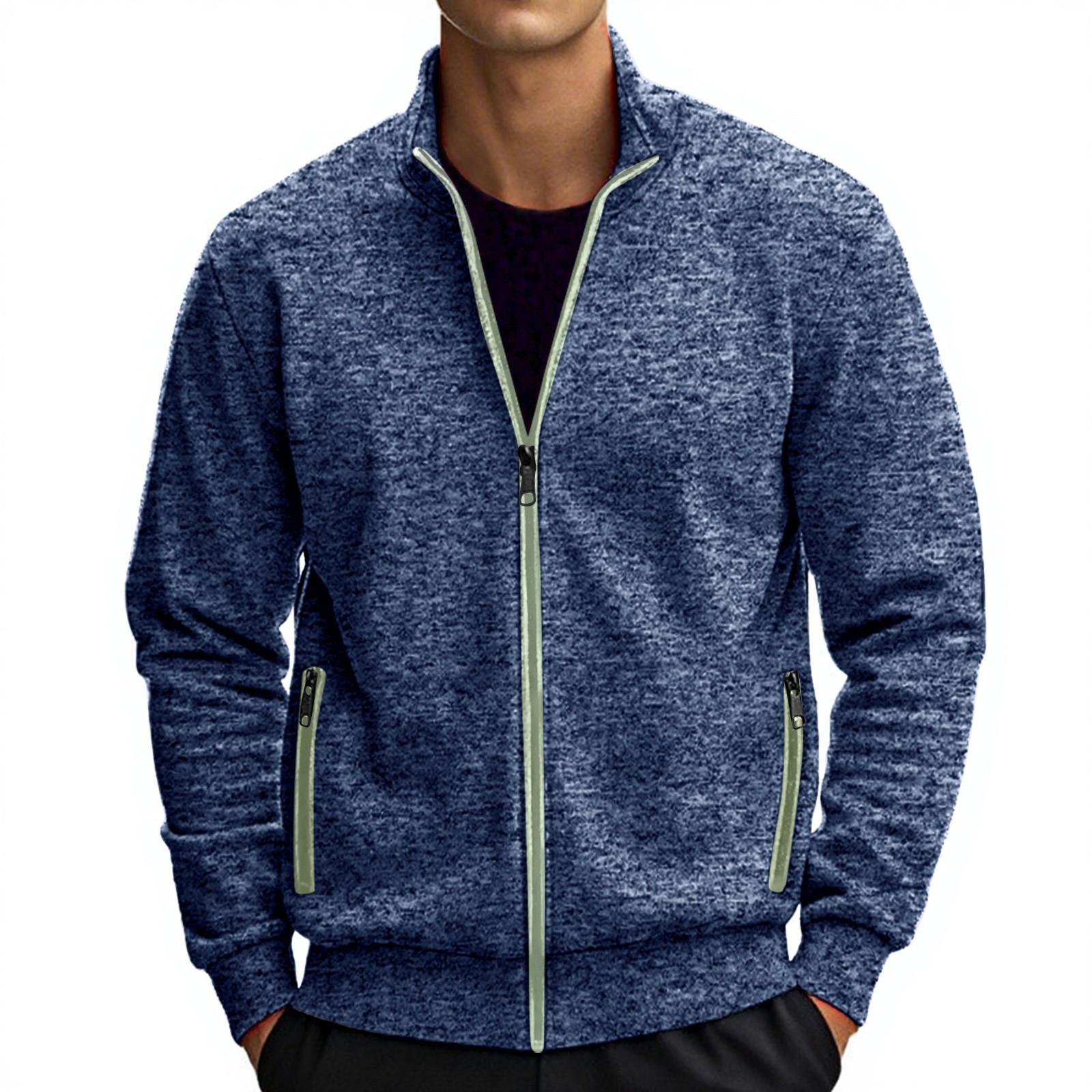 

И зимняя мужская трикотажная кофта на молнии с длинными рукавами из тонкого бархата XL тёмно-синий