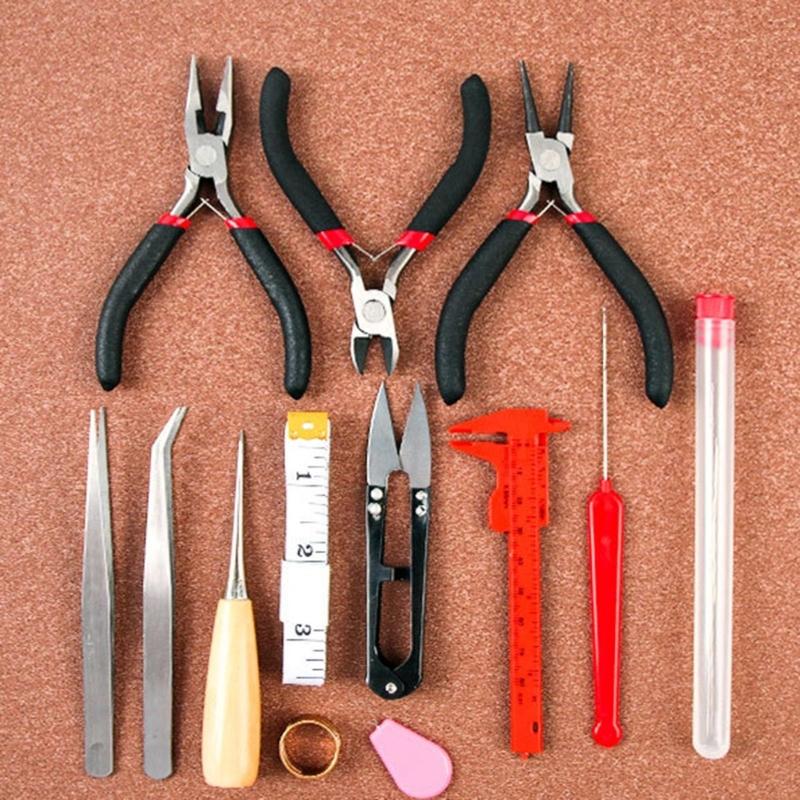 Handmade Small Jewelry Tool Set Nose Pliers Glue Storage Box Rings