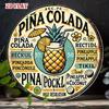 Retro Pineapple Cocktail Tin Sign, 20cm Metal Wall Art  Pineapple Drink Man Cave Decor, Vintage Bar Pub Plate, Round 20cm