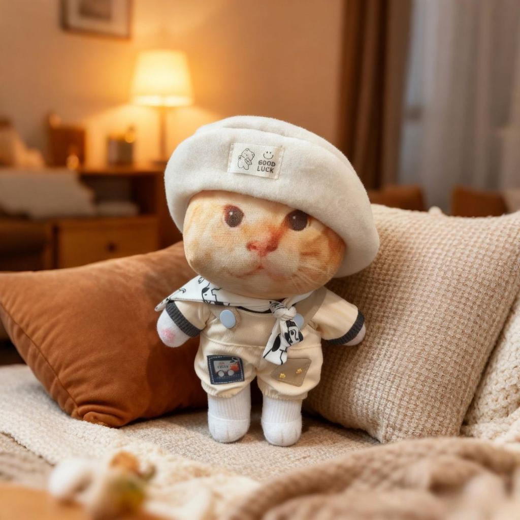 20Cm Cute Simulation Cat Plush Toys With Skeleton Kawaii Stuffed Animal Cartoon Room Decoration Doll Soothing Companion Kid Gift