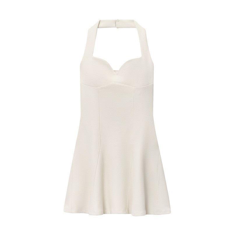 European & American Early Autumn French Strapless Halter Knit Jumpsuit: Elegant, Backless, Waist-Cinching Style