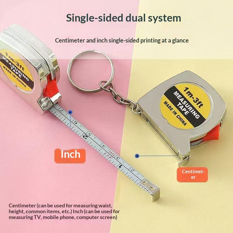 Mini 1 Meter Keychain Tape Measure Electroplated Portable Inch & Metric Dual Scale Small Pocket Steel Measuring Tool