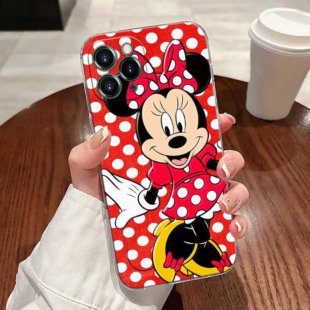 Cartoon Minnie Mouse Transparent Phone Case For iPhone 17 Pro Max 17E 11 12 13 14 15 16 Pro Max Plus 17 Air 16E 7 X Disney Cover