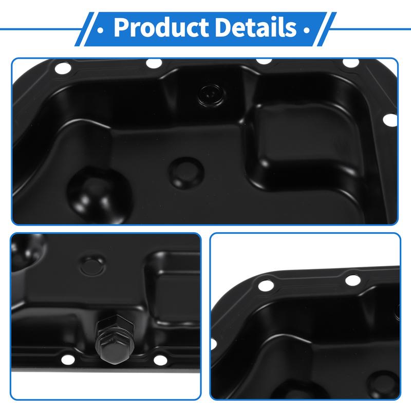 UXCELL No.FN112151X Engine Oil Pan Oil Pan Sump Transmission Oil Pan for Mazda 2 2011-2015 1.5L with Automatic Trans Iron Black